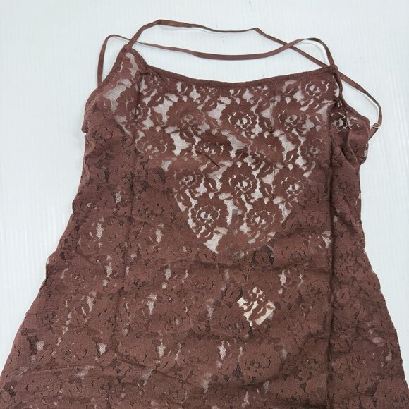 Anthropologie Brown Lace Slip Maxi Dress M NWT Boho Fall Romantic Unlined - Picture 6 of 9